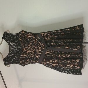 Best & Adam black lace nude illusion dress